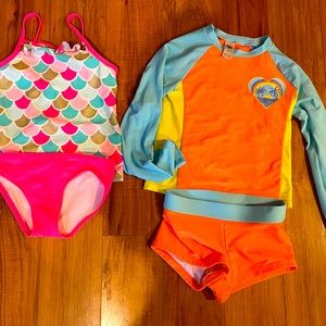 Carters girls swimsuits tankini and rash guard set
